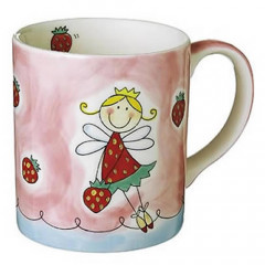 Children's Hand Painted Ceramic Mug - Strawberry Fairy